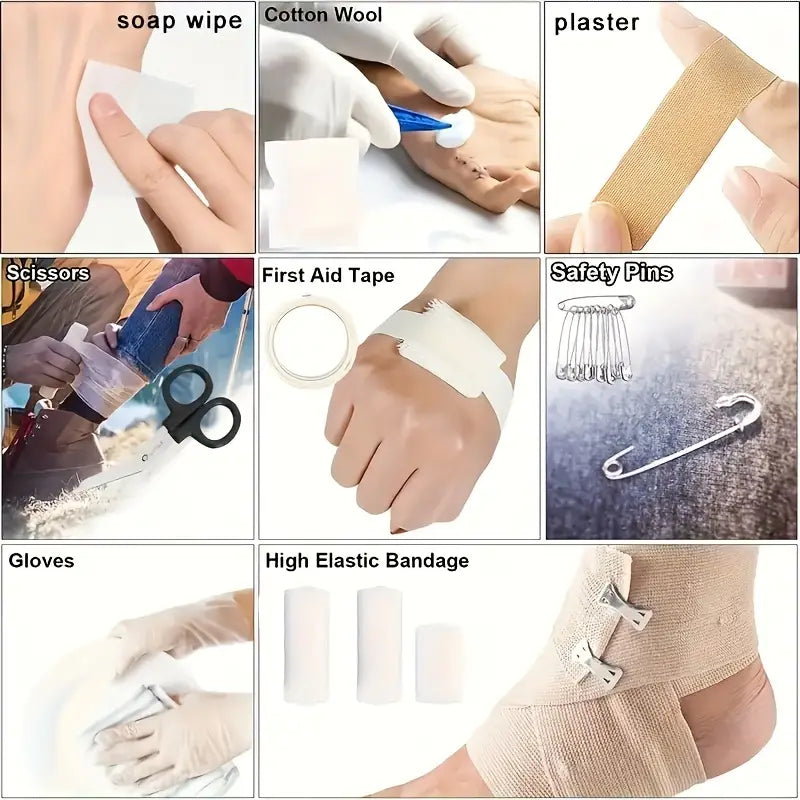 Första Hjälpen-Kit 151 delar – Kompakt, Taktiskt & Fullmatat för Äventyr, Bil & Hem