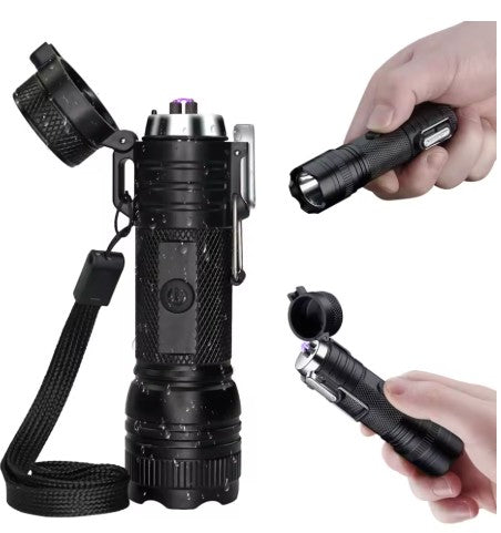 Multifunktionell Ficklampa & USB-Plasmatändare – Vindskyddad överlevnadsutrustning