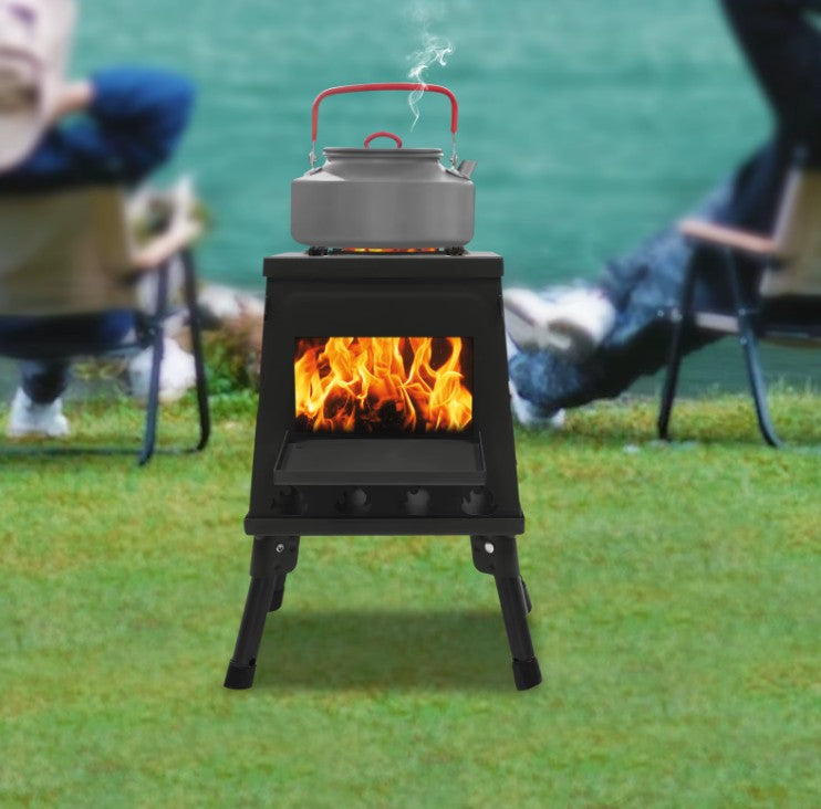 🔥 Portabel Campingkamin – Vedeldad, vindtålig & kompakt