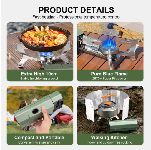 đ„ Camping Gas Stove 11000W â Extremt kraftfull & vindtĂ„lig gaskök för friluftsliv & krisberedskap