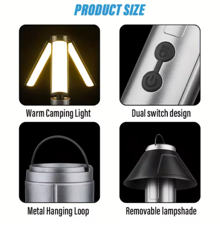 Teleskopisk Campinglampa & Ficklampa – Uppladdningsbar 3000mAh med 270° belysning