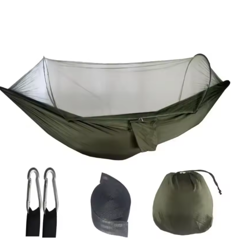 🛏️ Campinghängmatta med Myggnät – Dubbelstorlek 300×200 cm