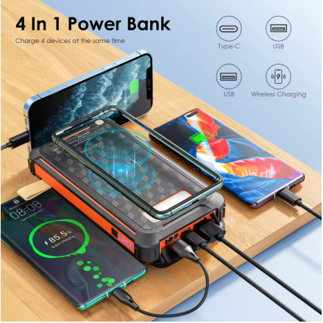 Solar Power Bank 26800mAh – Snabbladdning, Solpaneler & Nödbelysning