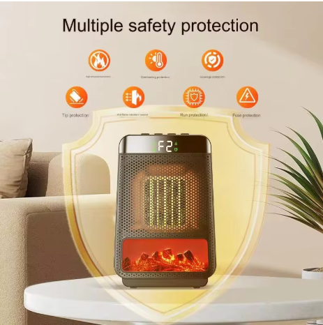 1000W Portabel Flammelampa Värmefläkt – Tyst & Effektiv Mini Heater för Hem och Kontor