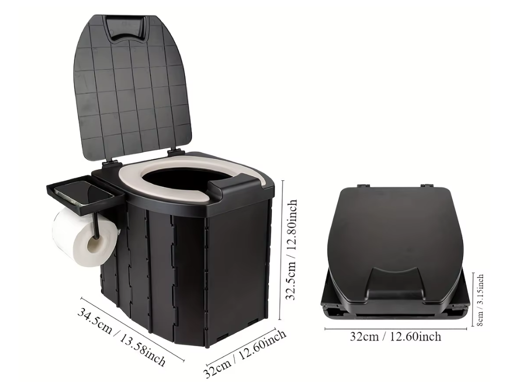 Portabel Hopfällbar Campingtoalett – Stabil, Luktfri & Superkompakt (200 kg Kapacitet)