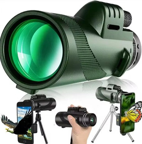 80×100 HD Monokulär Kikare – Night Vision, Stativ & Mobilhållare