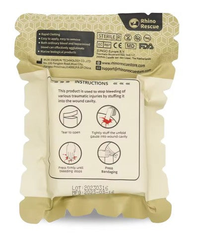 Rhino Rescue – Hemostatisk Gasbinda med Chitosan (snabb blödningskontroll)