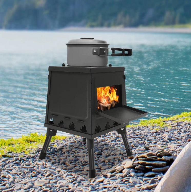 Portabel Campingkamin - Vedeldad och vindtålig