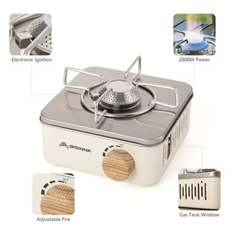 Campinggasspis 2800W – Portabel Kassettbrännare med Justerbar Låga & Bärväska