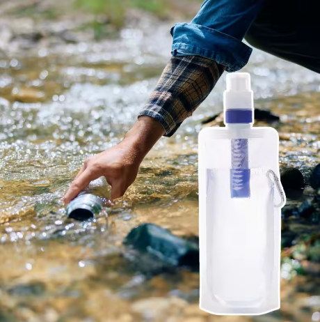 Hopfällbar Vattenflaska med Inbyggt Filter – 1000 ml