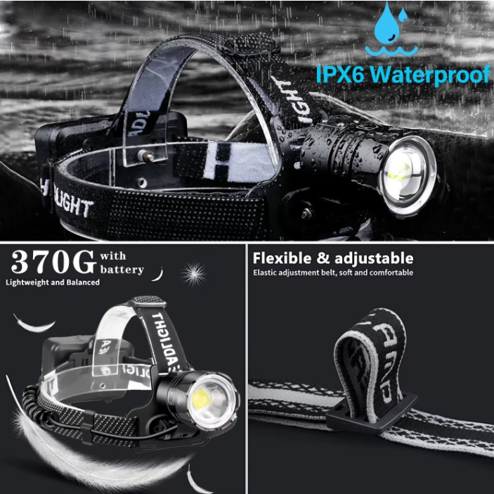 Superstark Pannlampa 30 000 lm (6000 mAh, uppladdningsbar)