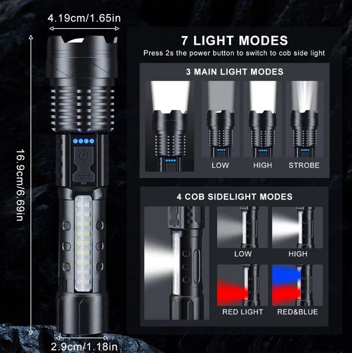 Zoombar LED-ficklampa 30W