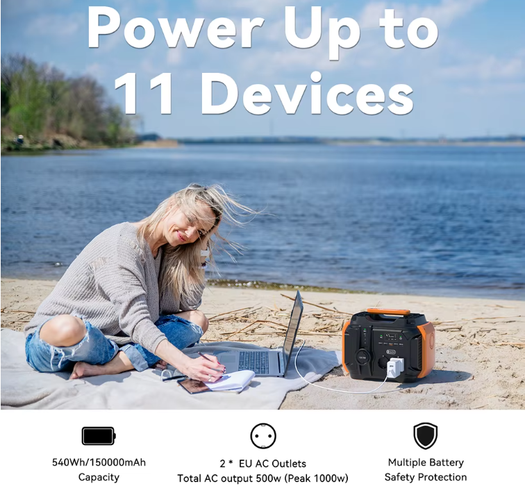 Solgenerator 540Wh – Komplett Set med Power Station & Solpanel