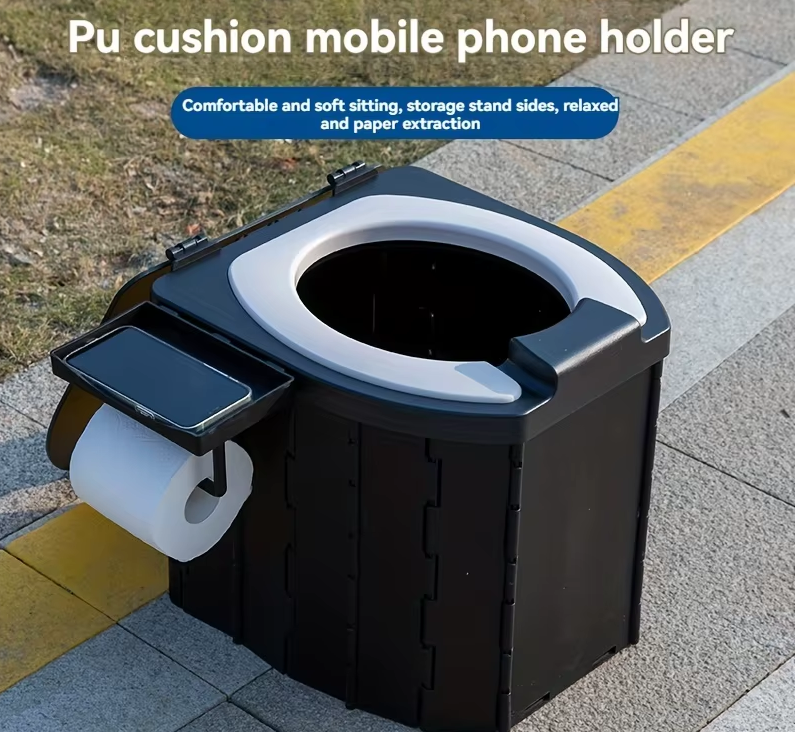 Portabel Hopfällbar Campingtoalett – Stabil, Luktfri & Superkompakt (200 kg Kapacitet)